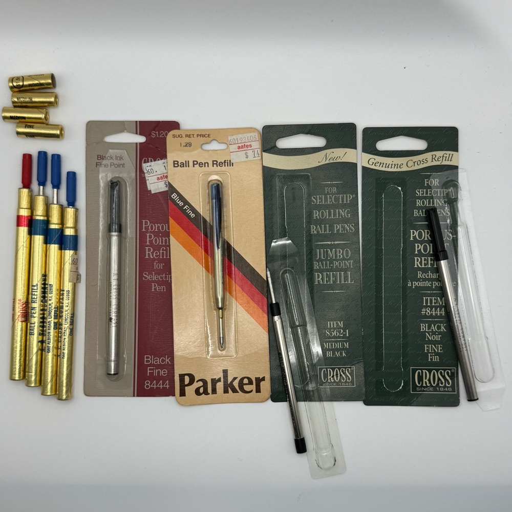 Vintage Cross & Parker Pen Refills Lot NOS 1980/90s Selectip Ballpoint Mixed NOS